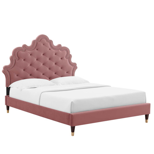 Sasha Button-Tufted Performance Velvet Twin Bed MOD-6792-DUS