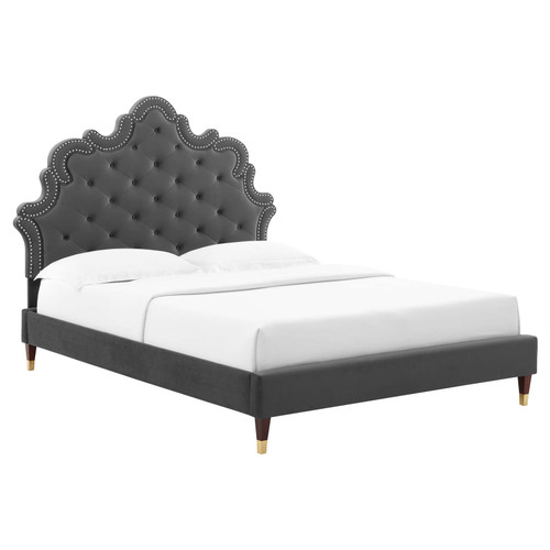 Sasha Button-Tufted Performance Velvet Twin Bed MOD-6792-CHA