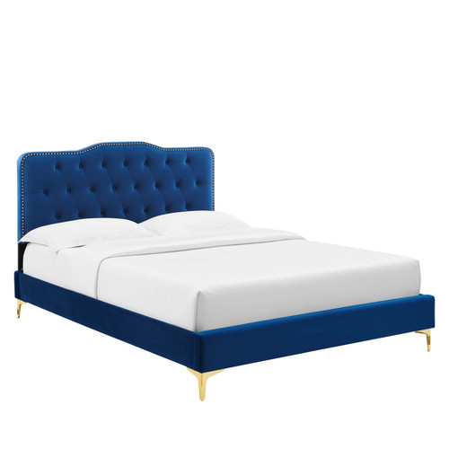 Amber Tufted Performance Velvet Twin Platform Bed MOD-6778-NAV