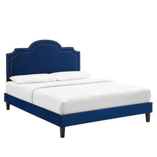 Aviana Performance Velvet Queen Bed MOD-6829-NAV