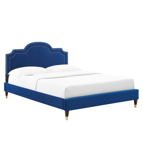 Aviana Performance Velvet Queen Bed MOD-6824-NAV