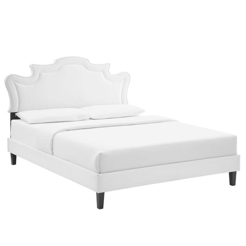 Neena Performance Velvet Queen Bed MOD-6830-WHI