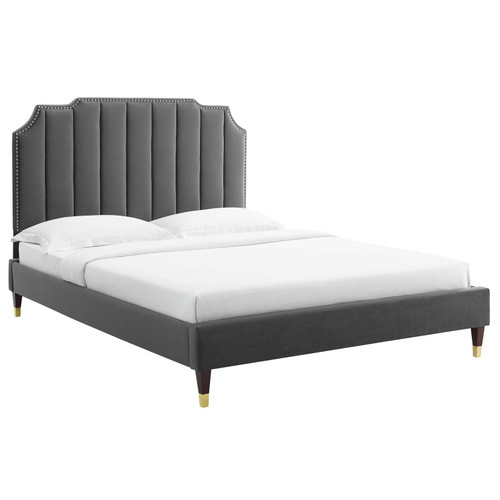 Colette Full Performance Velvet Platform Bed MOD-6889-CHA