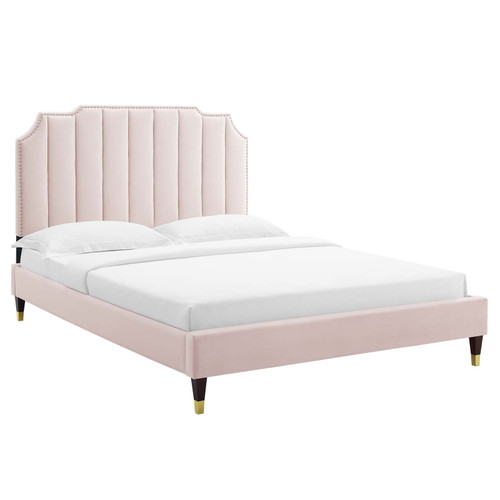 Colette Twin Performance Velvet Platform Bed MOD-6883-PNK