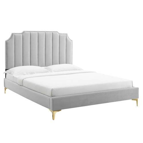 Colette Full Performance Velvet Platform Bed MOD-6888-LGR