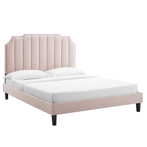 Colette Full Performance Velvet Platform Bed MOD-6890-PNK