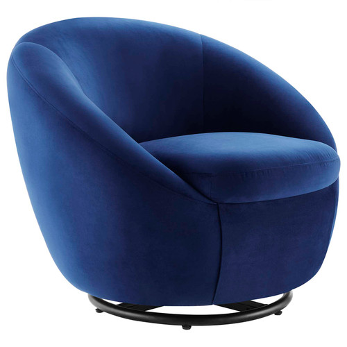 Buttercup Performance Velvet Swivel Chair EEI-5007-BLK-NAV