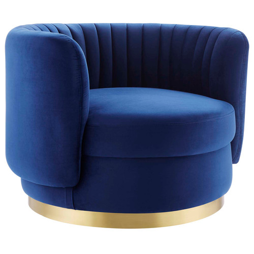 Embrace Tufted Performance Velvet Swivel Chair EEI-4997-GLD-NAV