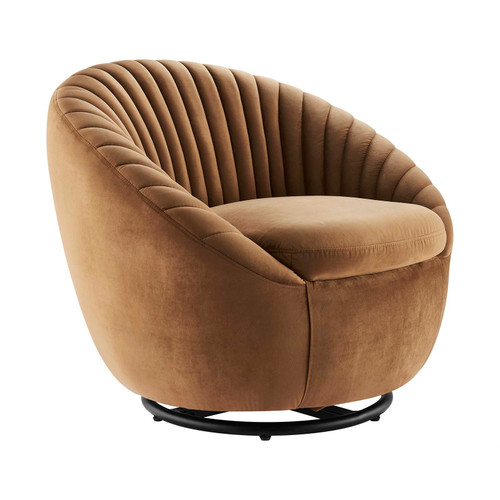 Whirr Tufted Performance Velvet Swivel Chair EEI-5004-BLK-COG