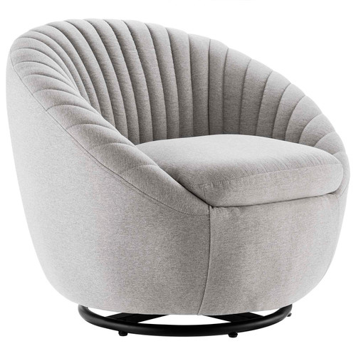 Whirr Tufted Fabric Swivel Chair EEI-5003-BLK-LGR