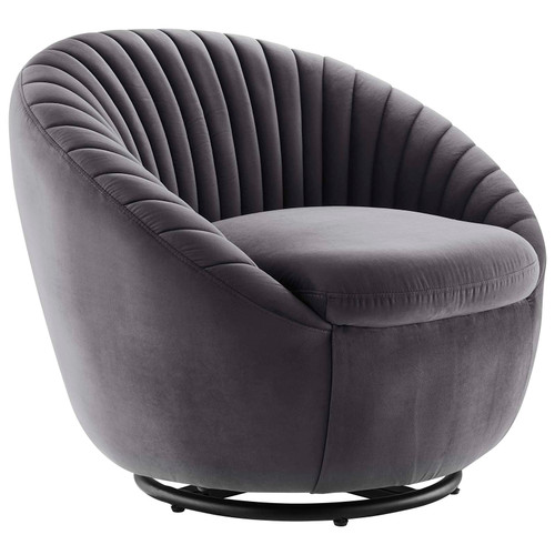 Whirr Tufted Performance Velvet Swivel Chair EEI-5004-BLK-GRY