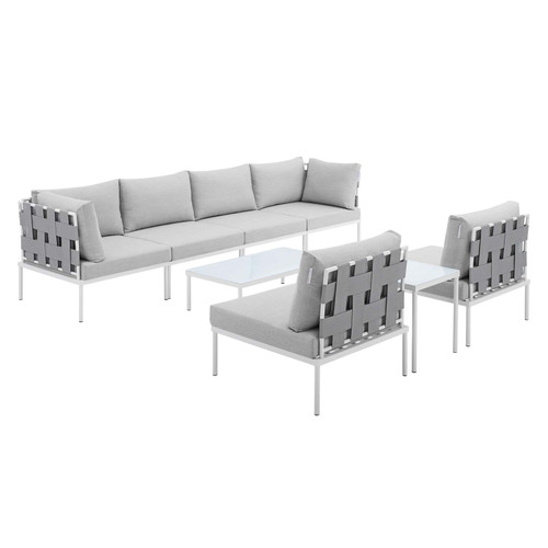 Harmony 8-Piece  Sunbrella® Outdoor Patio Aluminum Sectional Sofa Set EEI-4945-GRY-GRY-SET