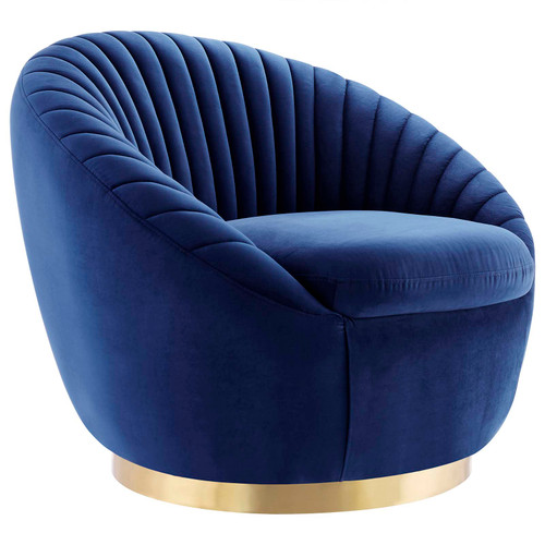 Whirr Tufted Performance Velvet Swivel Chair EEI-5002-GLD-NAV