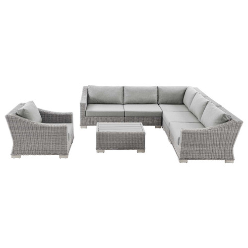 Conway Outdoor Patio Wicker Rattan 7-Piece Sectional Sofa Furniture Set EEI-5098-GRY