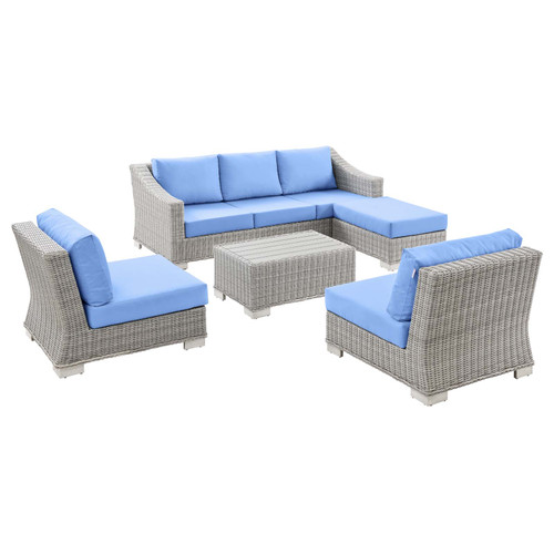 Conway 5-Piece Outdoor Patio Wicker Rattan Furniture Set EEI-5097-LBU