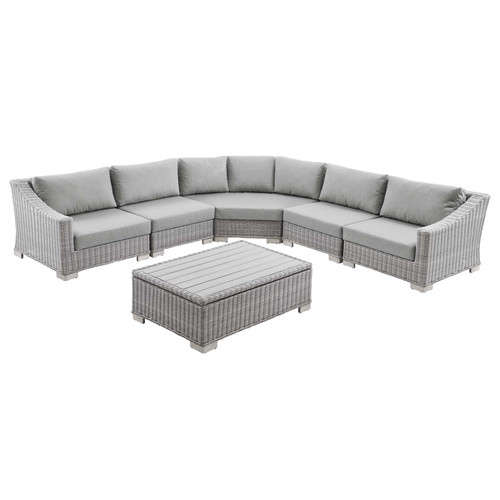 Conway Outdoor Patio Wicker Rattan 6-Piece Sectional Sofa Furniture Set EEI-5094-GRY