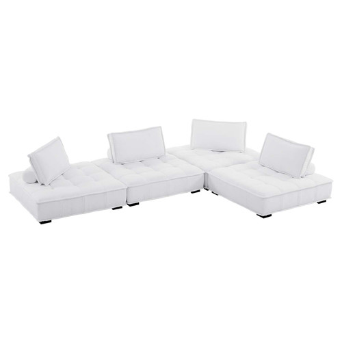 Saunter Tufted Fabric Fabric 4-Piece Sectional Sofa EEI-5208-WHI