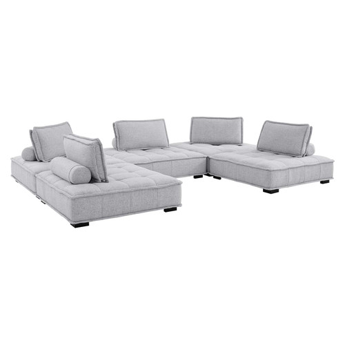 Saunter Tufted Fabric Fabric 5-Piece Sectional Sofa EEI-5210-LGR