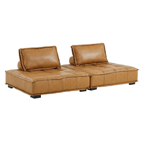 Saunter Tufted Vegan Leather Vegan Leather 2-Piece Loveseat EEI-5205-TAN