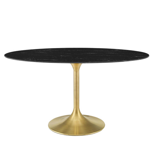 Lippa 60" Oval Artificial Marble Dining Table EEI-5243-GLD-BLK