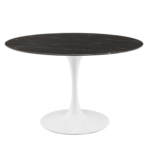 Lippa 47" Artificial Marble Dining Table EEI-5182-WHI-BLK