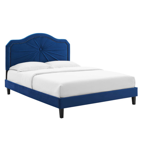 Portia Performance Velvet Twin Platform Bed MOD-6905-NAV