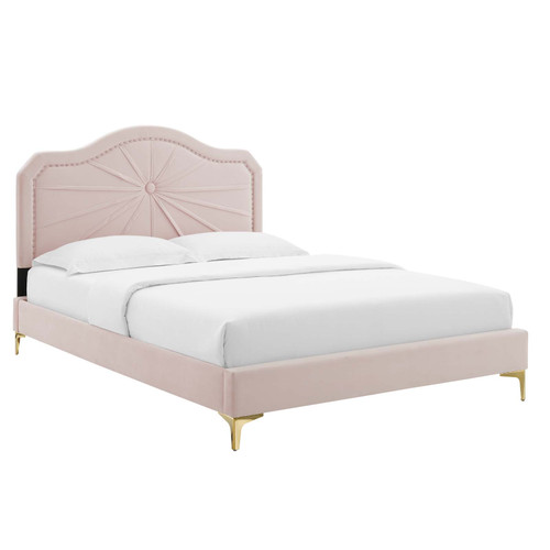 Portia Performance Velvet Twin Platform Bed MOD-6903-PNK