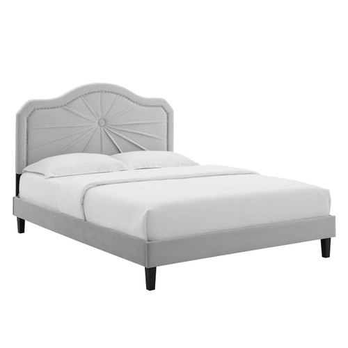 Portia Performance Velvet Twin Platform Bed MOD-6905-LGR