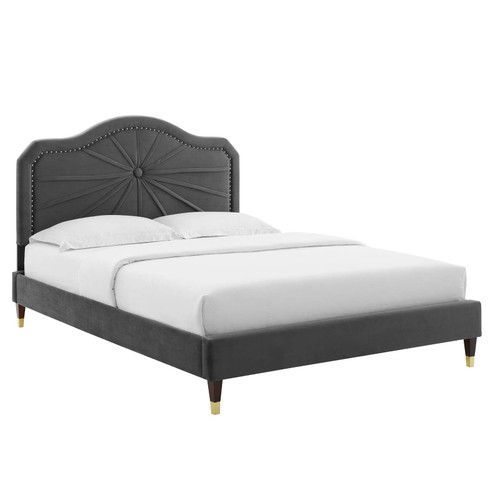 Portia Performance Velvet Twin Platform Bed MOD-6904-CHA