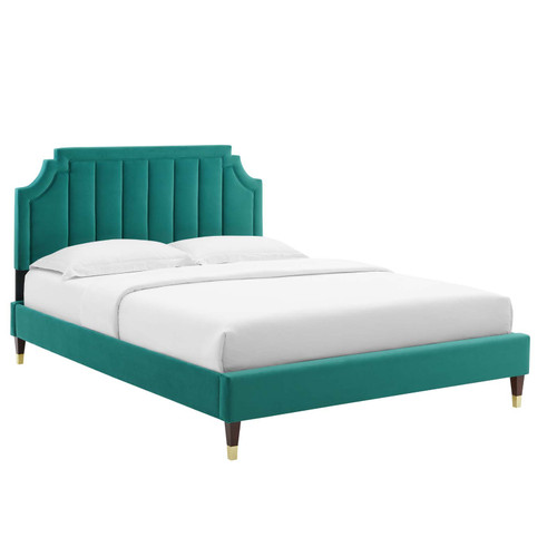 Sienna Performance Velvet Twin Platform Bed MOD-6907-TEA