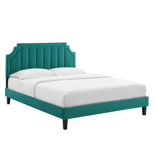 Sienna Performance Velvet Twin Platform Bed MOD-6908-TEA