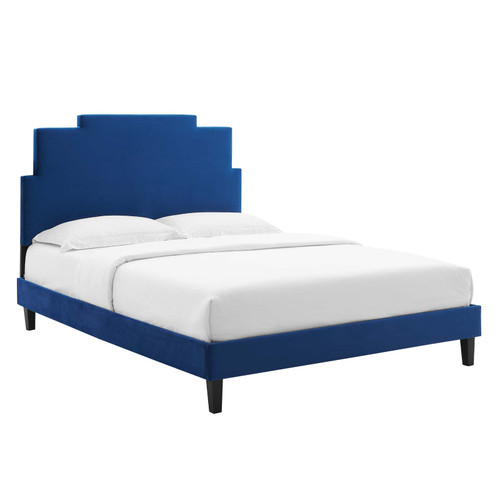 Lindsey Performance Velvet Twin Platform Bed MOD-6897-NAV