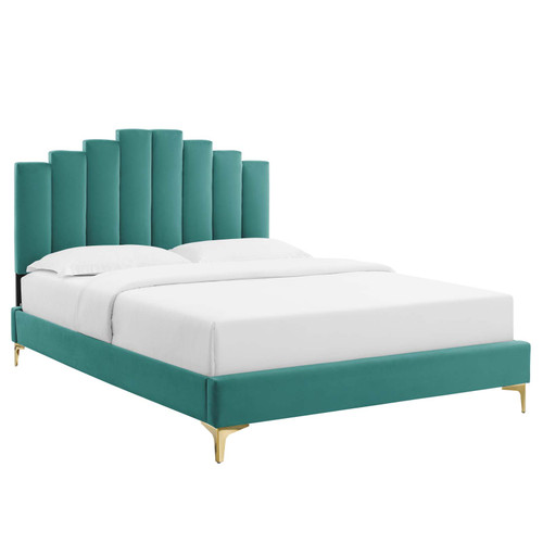 Elise King Performance Velvet Platform Bed MOD-6881-TEA