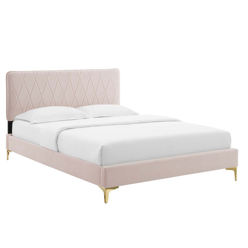 Phillipa Performance Velvet Twin Platform Bed MOD-6898-PNK