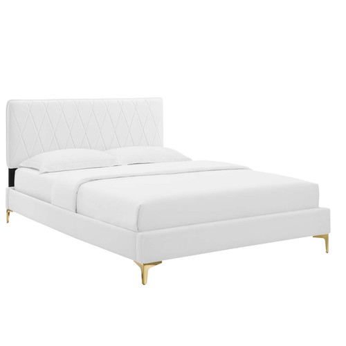 Phillipa Performance Velvet Twin Platform Bed MOD-6898-WHI