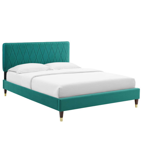 Phillipa Performance Velvet Twin Platform Bed MOD-6899-TEA