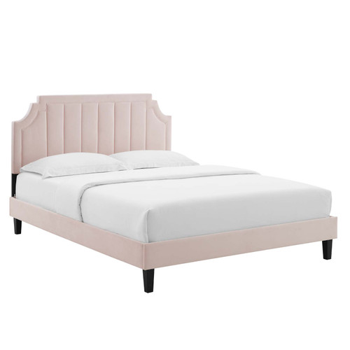 Sienna Performance Velvet Full Platform Bed MOD-6914-PNK