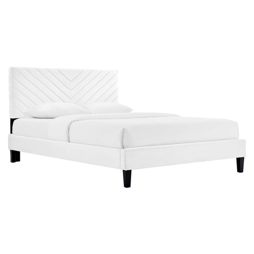 Roxanne Performance Velvet Full Platform Bed MOD-7038-WHI