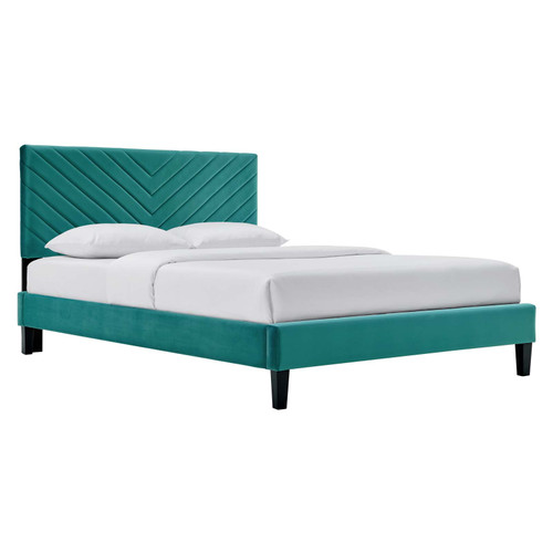 Roxanne Performance Velvet Twin Platform Bed MOD-7042-TEA