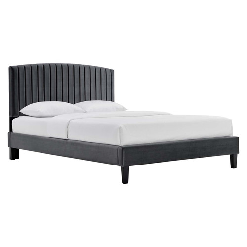 Alessi Performance Velvet Twin Platform Bed MOD-7041-CHA