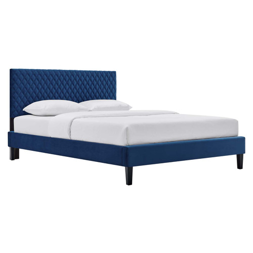 Garcelle Performance Velvet Full Platform Bed MOD-7040-NAV