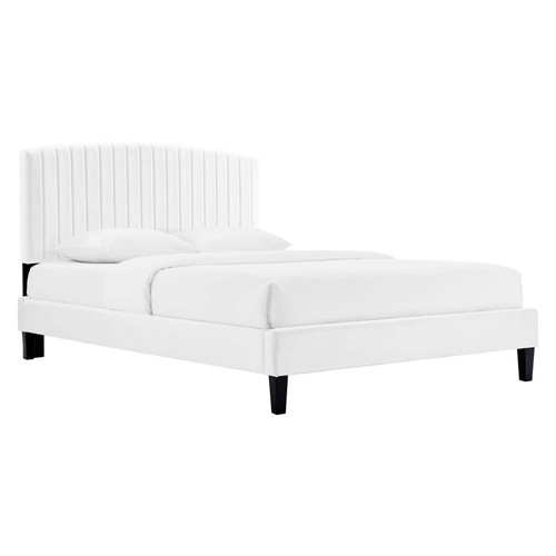 Alessi Performance Velvet Twin Platform Bed MOD-7041-WHI