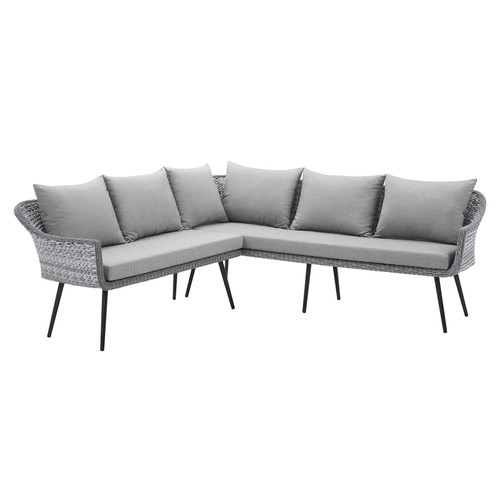 Endeavor Outdoor Patio Wicker Rattan Sectional Sofa EEI-4658-GRY-GRY