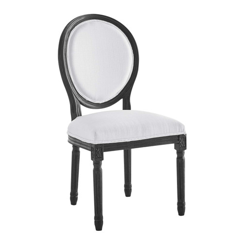 Emanate Vintage French Upholstered Fabric Dining Side Chair EEI-4667-BLK-WHI