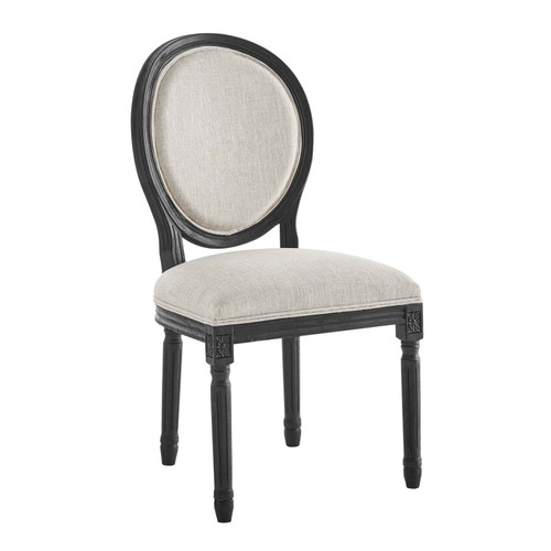 Emanate Vintage French Upholstered Fabric Dining Side Chair EEI-4667-BLK-BEI