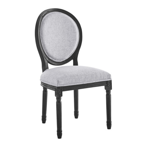 Emanate Vintage French Upholstered Fabric Dining Side Chair EEI-4667-BLK-LGR