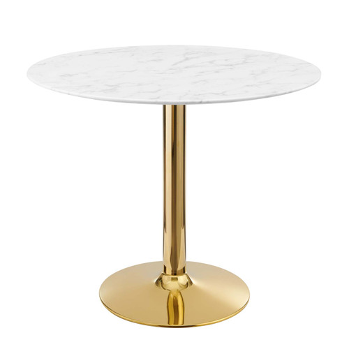 Verne 35" Artificial Marble Dining Table EEI-4549-GLD-WHI