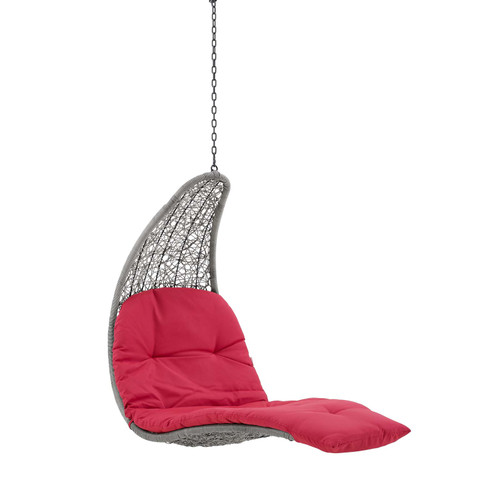 Landscape Hanging Chaise Lounge Outdoor Patio Swing Chair EEI-4589-LGR-RED