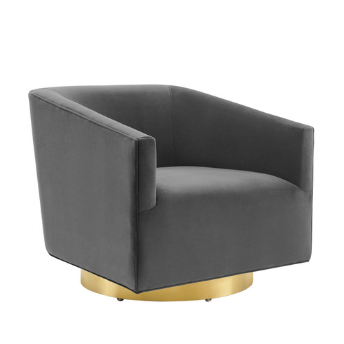 Twist Accent Lounge Performance Velvet Swivel Chair EEI-4626-GLD-CHA