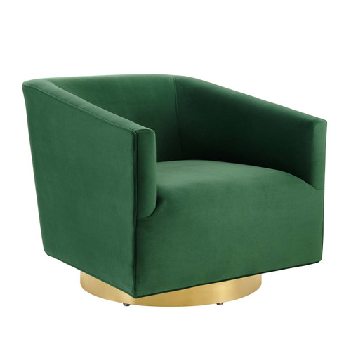 Twist Accent Lounge Performance Velvet Swivel Chair EEI-4626-GLD-EME